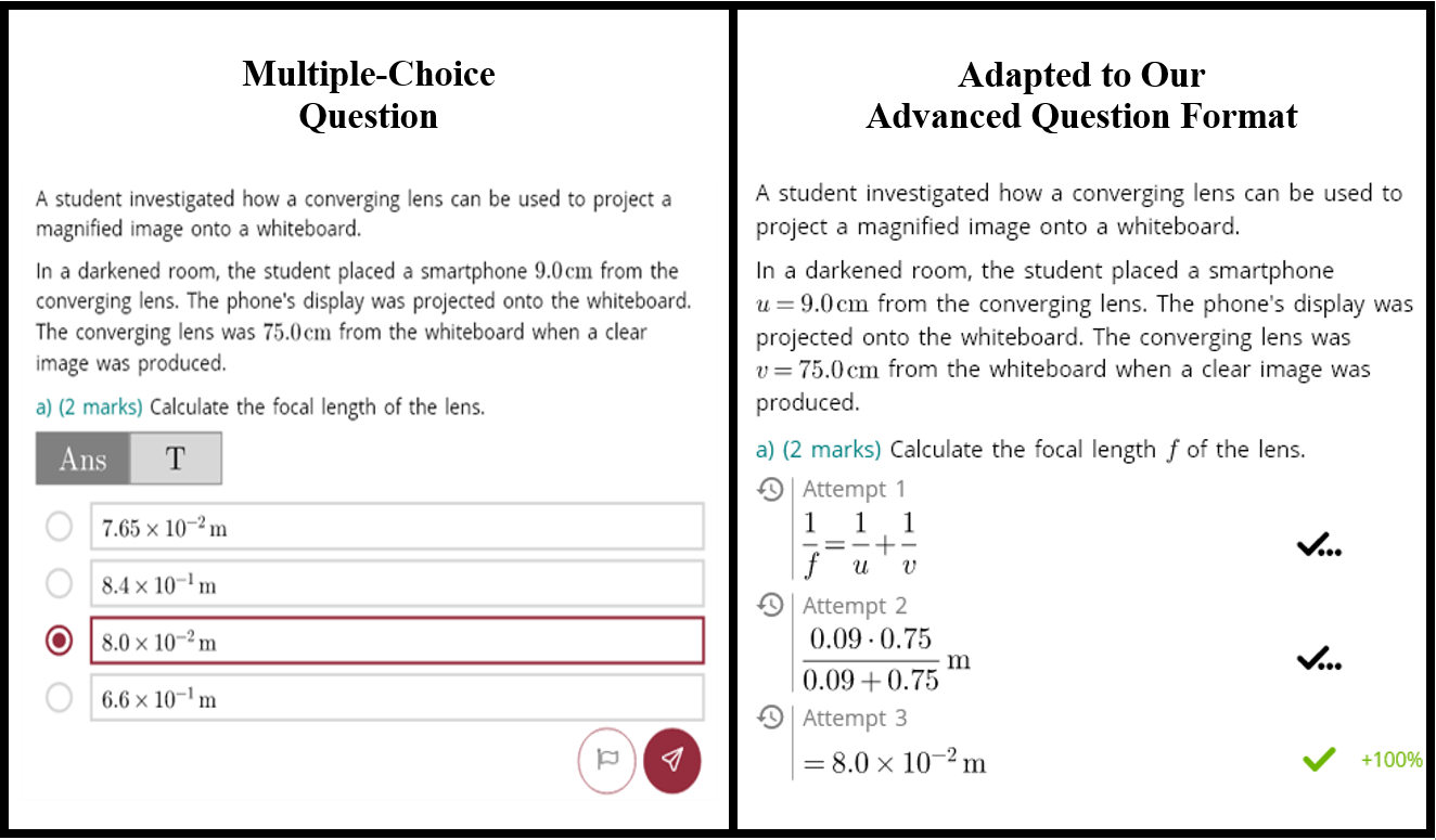 Comparison of MCQ versus advanced float question type